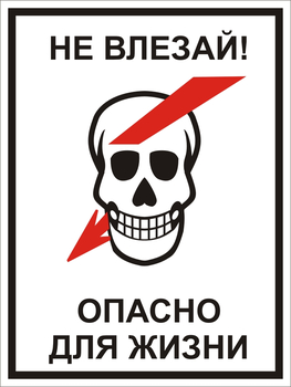 S29/1 Не влезай! опасно для жизни! "череп" (пластик) - Знаки безопасности - Знаки по электробезопасности - магазин "Охрана труда и Техника безопасности"