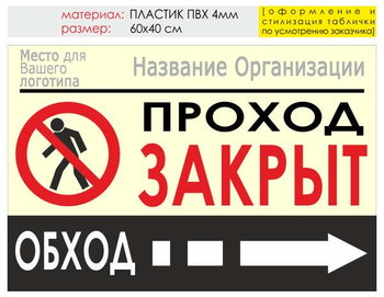 Информационный щит "обход справа" (пластик, 60х40 см) t08 - Охрана труда на строительных площадках - Информационные щиты - магазин "Охрана труда и Техника безопасности"