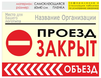 Информационный щит "объезд слева" (пленка, 60х40 см) t12 - Охрана труда на строительных площадках - Информационные щиты - магазин "Охрана труда и Техника безопасности"